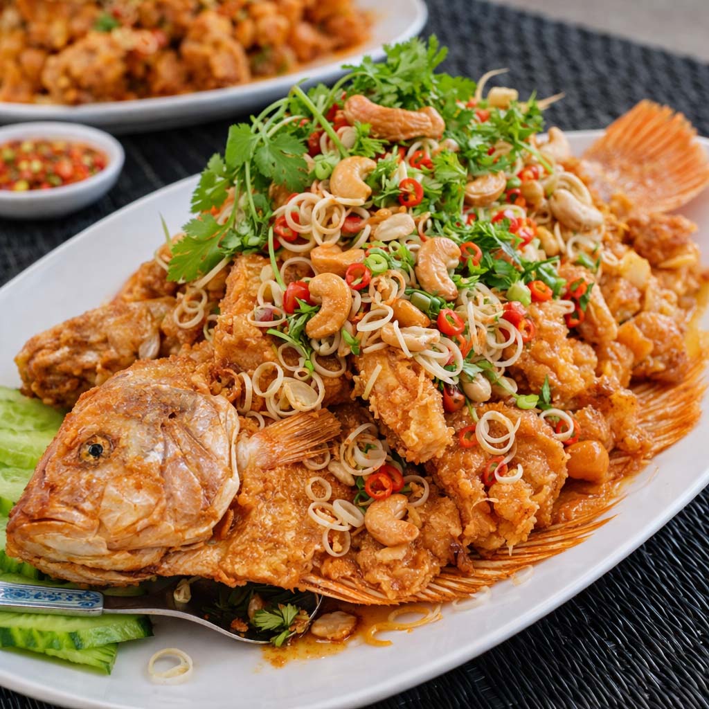 ปลาทับทิมทอดสมุนไพร