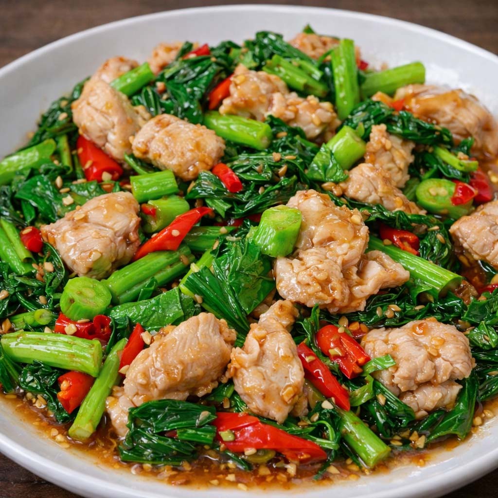 ผัดคะน้าไก่ชิ้น