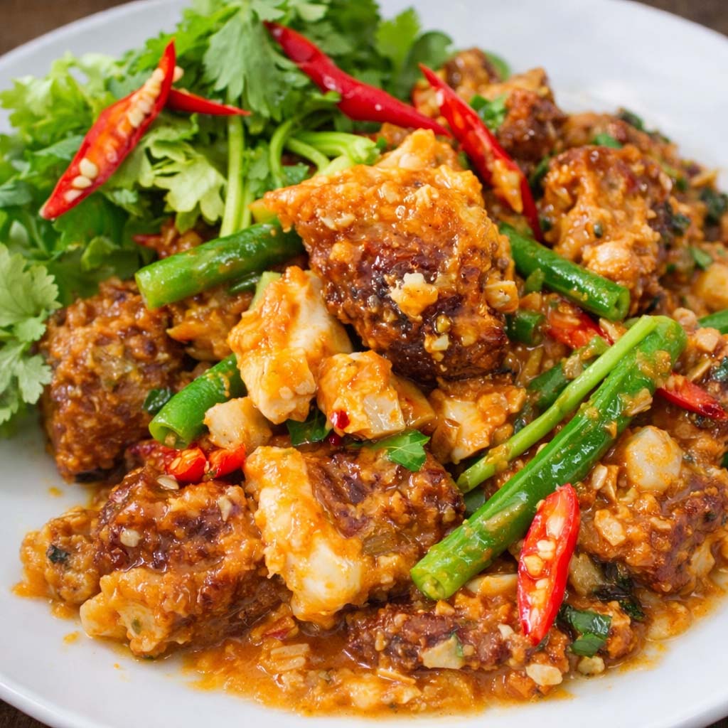 หมูกรอบผัดไข่เค็ม