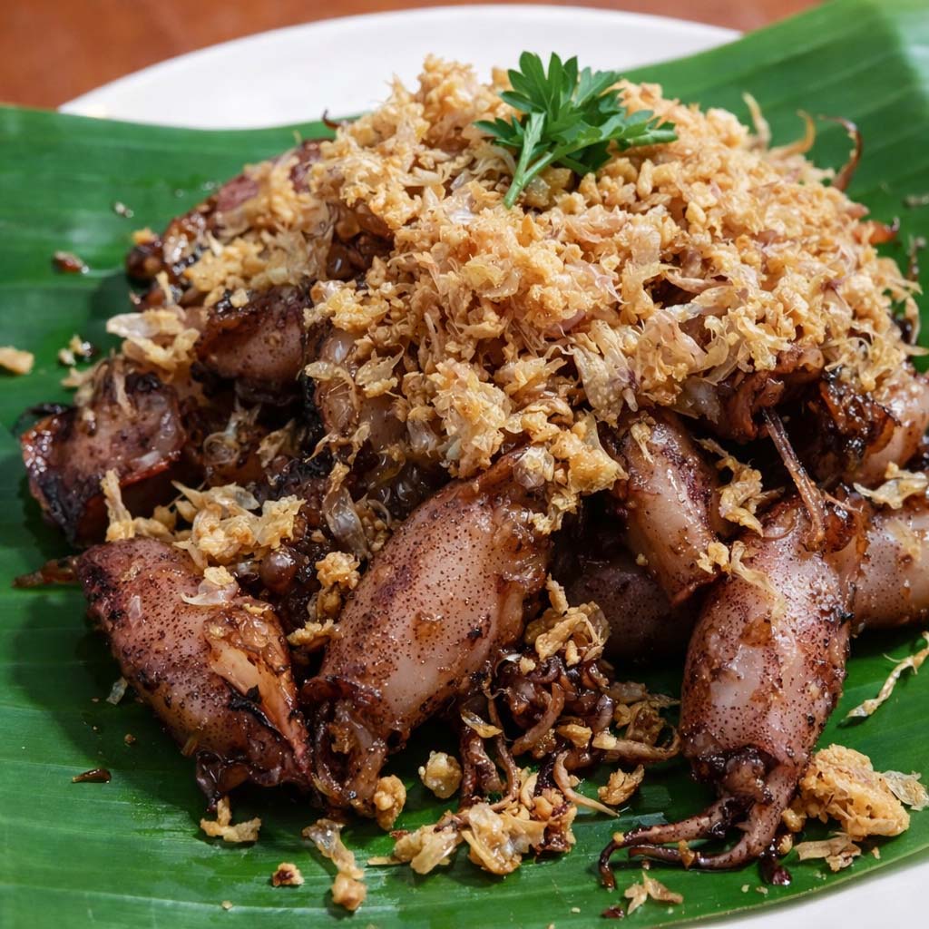 หมึกกะตอยทอดกระเทียม