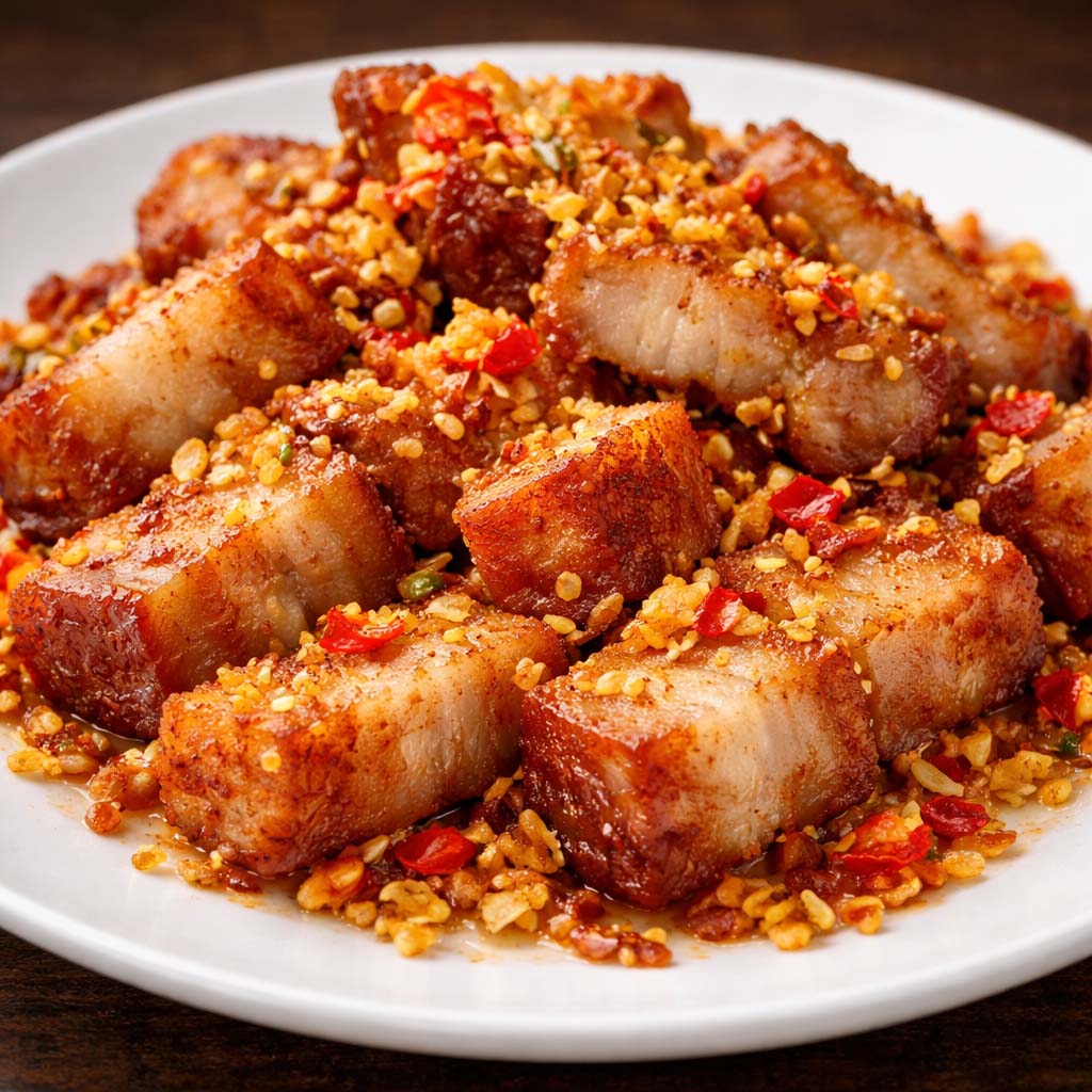 หมูกรอบทอดกระเทียม