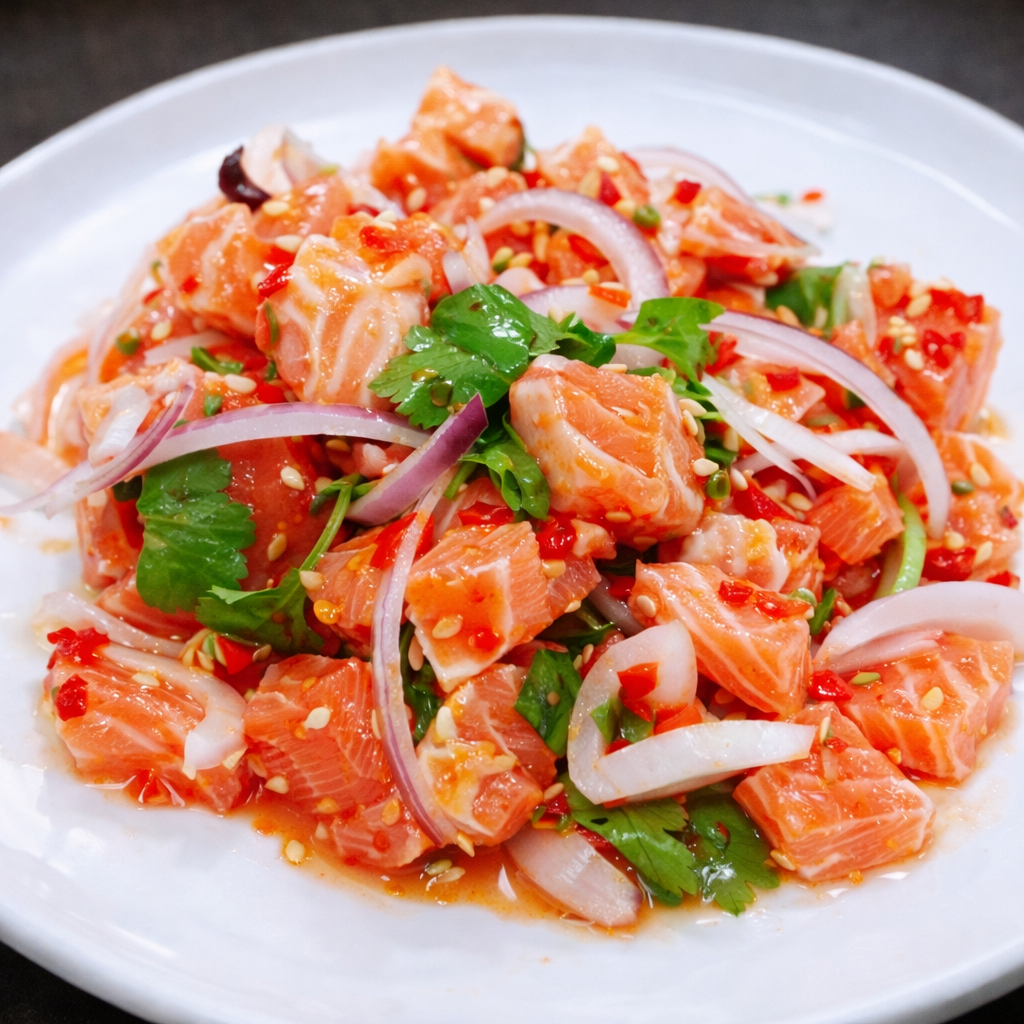 ยำไทยแซลมอนเต๋า