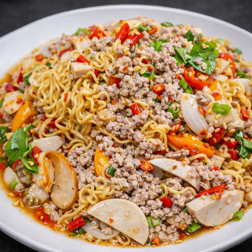 ยำมาม่าหมูสับ