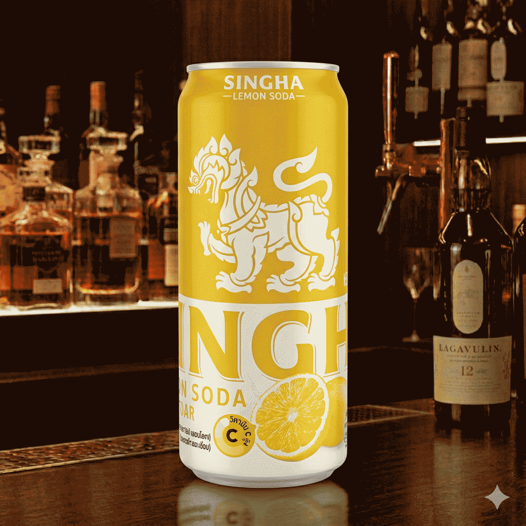 Singha lemon soda can